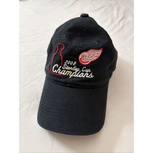 2008 Stanley Cup Champions Hat Cap Strap Back‎ Red Wings Black Cotton Adjustable